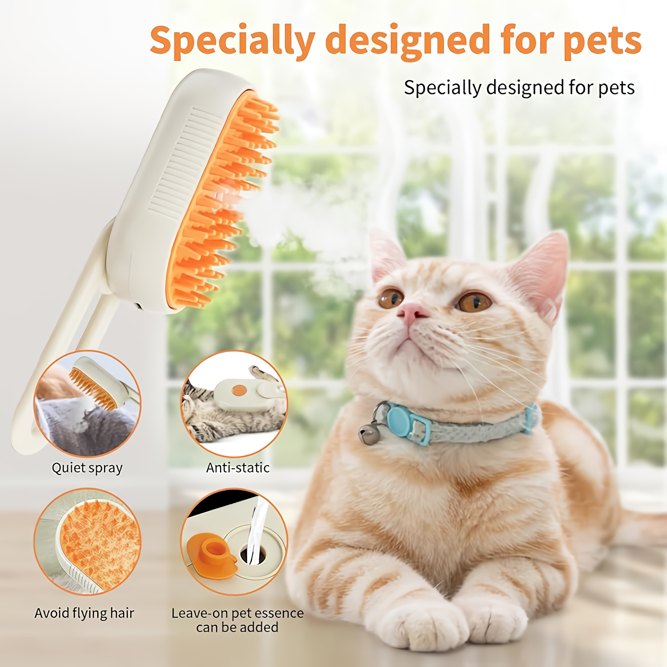 Cepillo de vapor 3 en 1 para gatos
