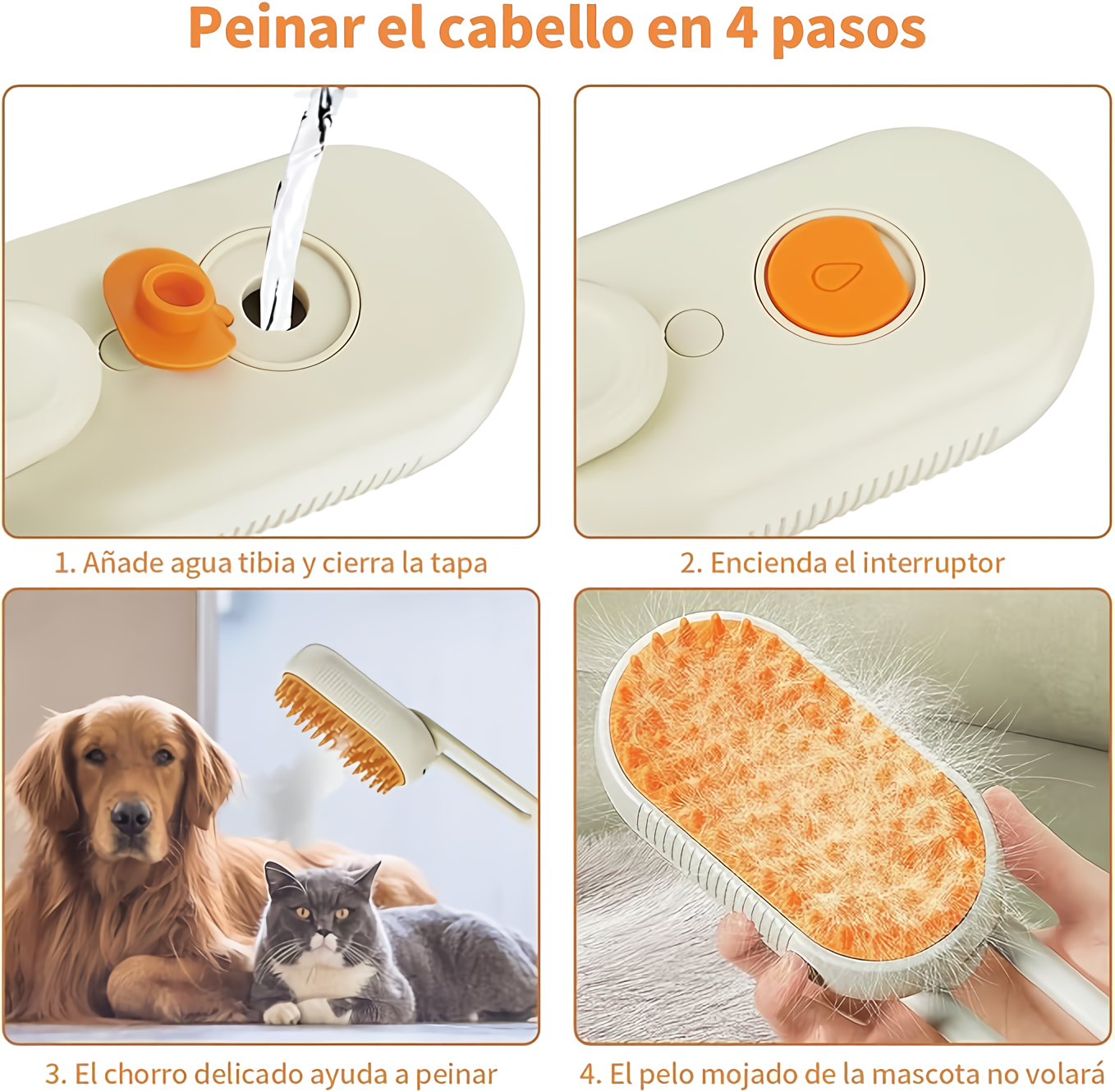 Cepillo de vapor 3 en 1 para gatos